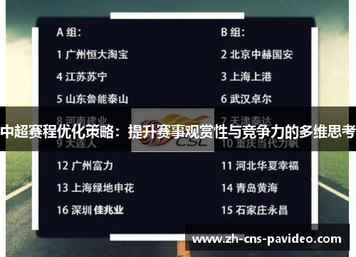 中超赛程优化策略：提升赛事观赏性与竞争力的多维思考